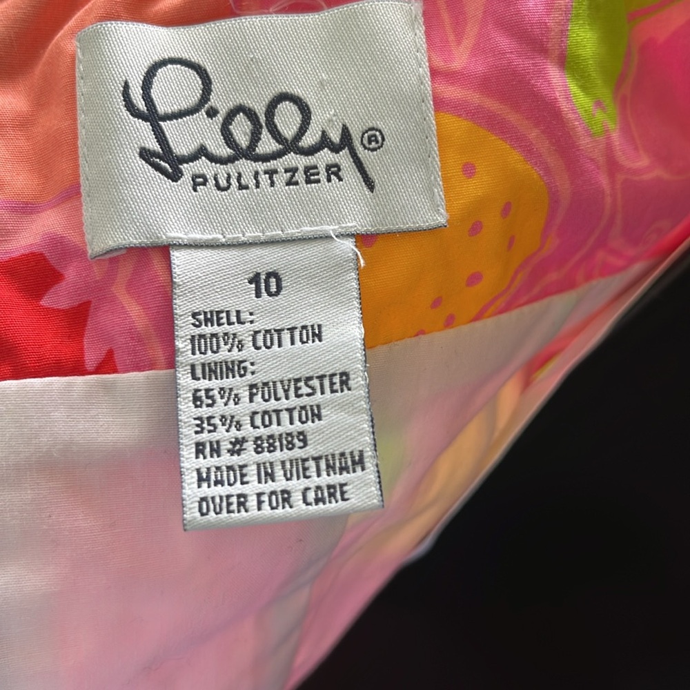 Like new Lily Pulitzer halter dress size 10 pink/fruit print - Picture 4 of 4